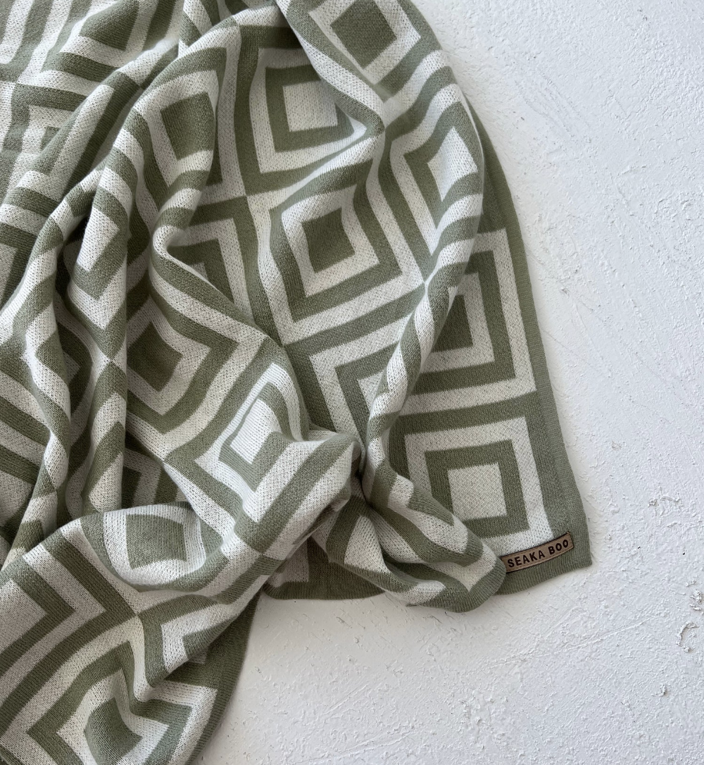 Seaka Boo Beibi Blanket - Green Square