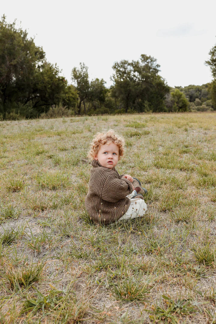 Grown Slub Yarn Zip Pull Over - Clay