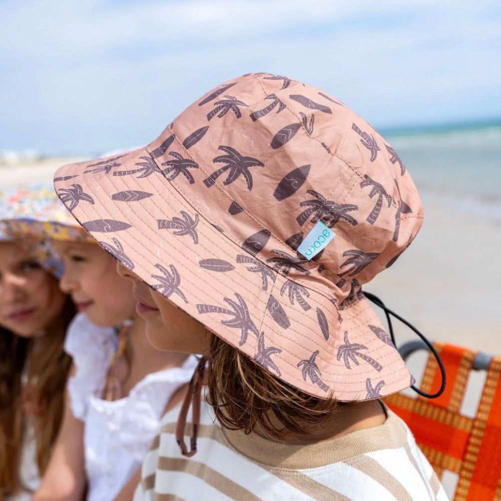 Acorn Kids Honolulu Wide Brim Bucket Hat- Caramel and Brown