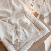 Blossom & Pear Heirloom Scallop Knit Blanket - 100% Cotton Vanilla