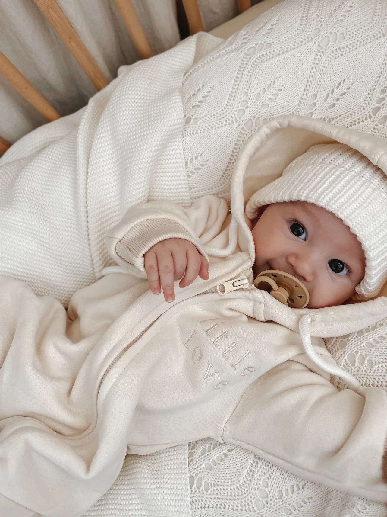 Blossom & Pear Little Love' Hoodie Zip Romper - Sand