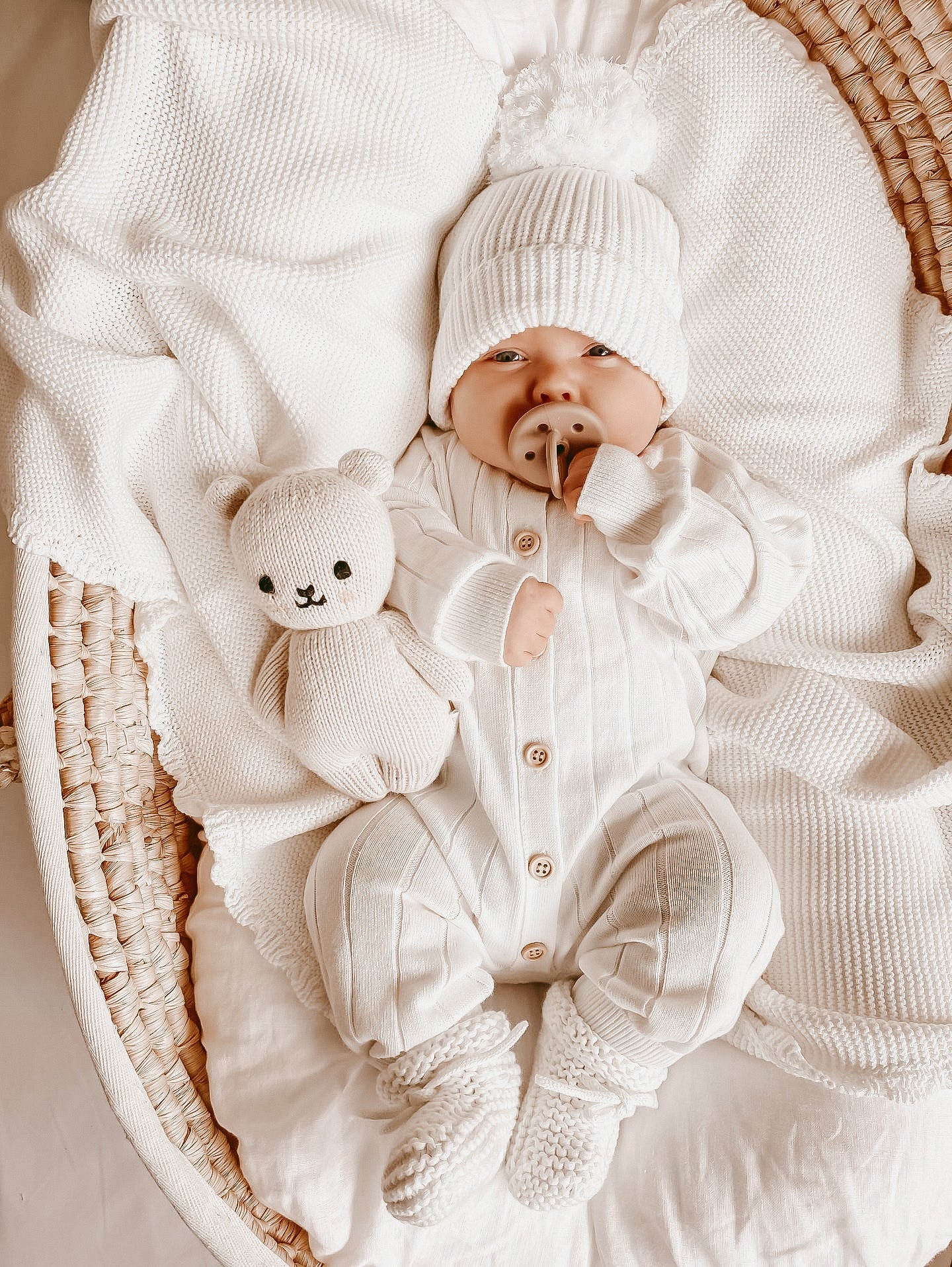 Blossom & Pear Mini Knit Booties - Milk