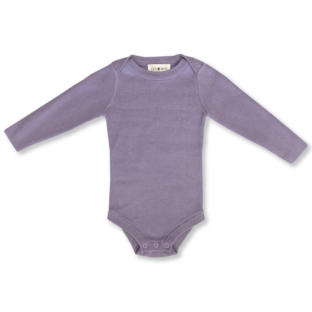 Grown Organic Ribbed Essential Bodysuit - Iris