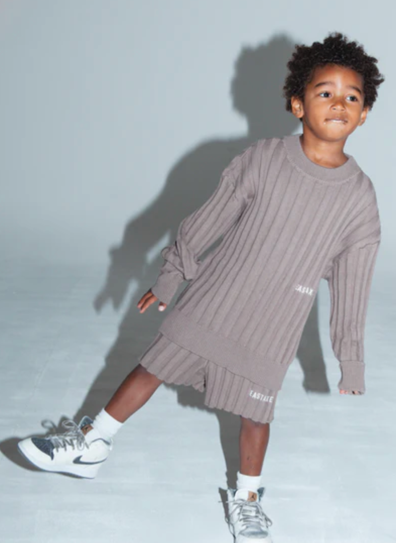 Eastaxe Knitted Crewneck & Short Set - Light Brown