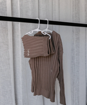 Eastaxe Knitted Crewneck & Short Set - Light Brown