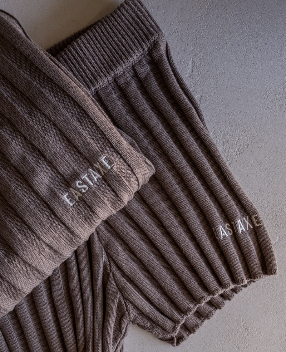 Eastaxe Knitted Crewneck & Short Set - Light Brown
