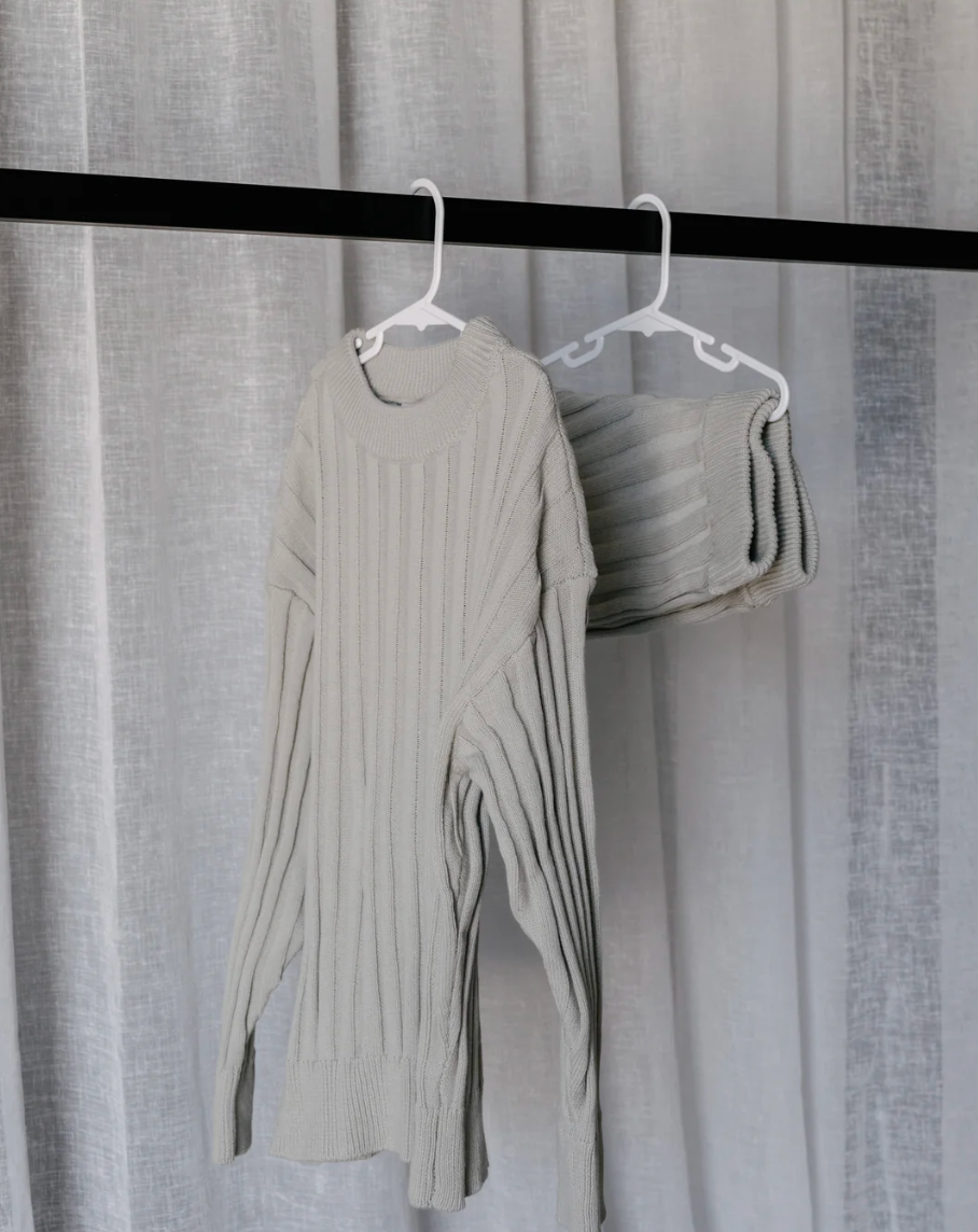 Eastaxe Knitted Crewneck & Short Set - Light Grey
