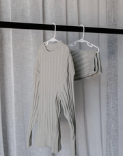 Eastaxe Knitted Crewneck & Short Set - Light Grey