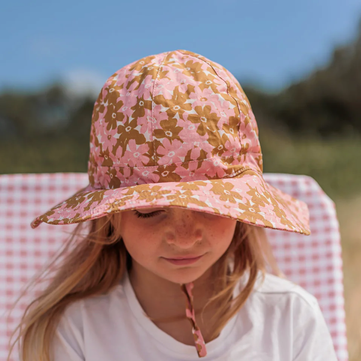 Acorn Kids Magnolia Wide Brim Sunhat -Pink Gold and Cream