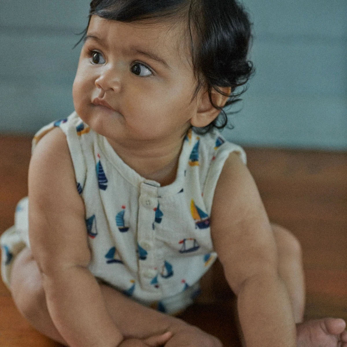 Nature Baby Cedar Suit Muslin- Regatta Print