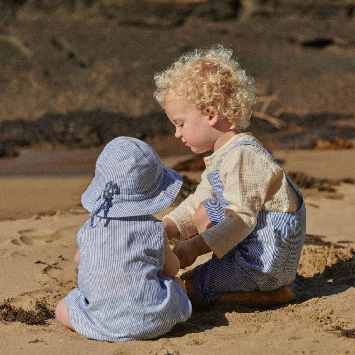 Nature Baby Tucker Shorties Overall Linen