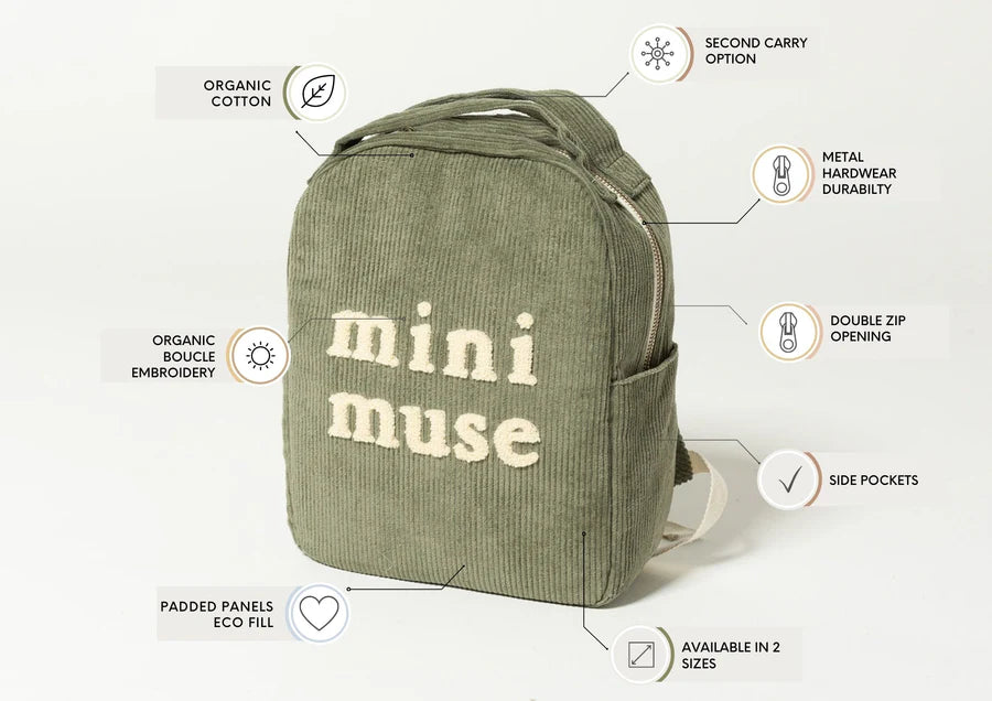 Bam Loves Boo Mini Muse Organic Backpack Large - Olive