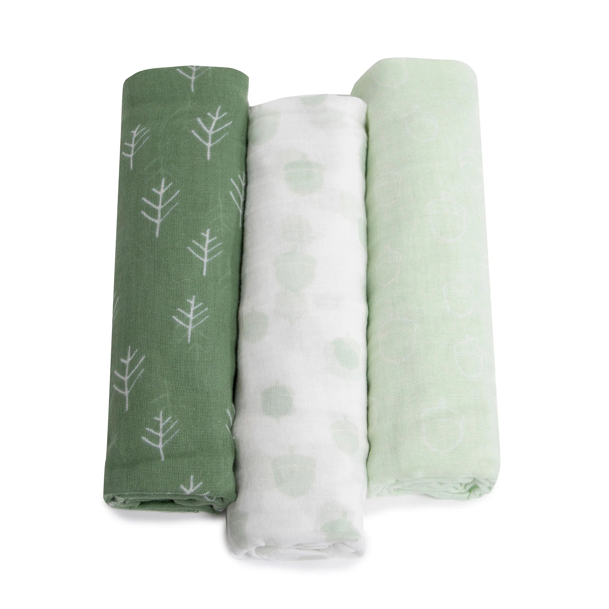 Bubba Blue Nordic 3pk Muslin Wraps Avocado/Forest