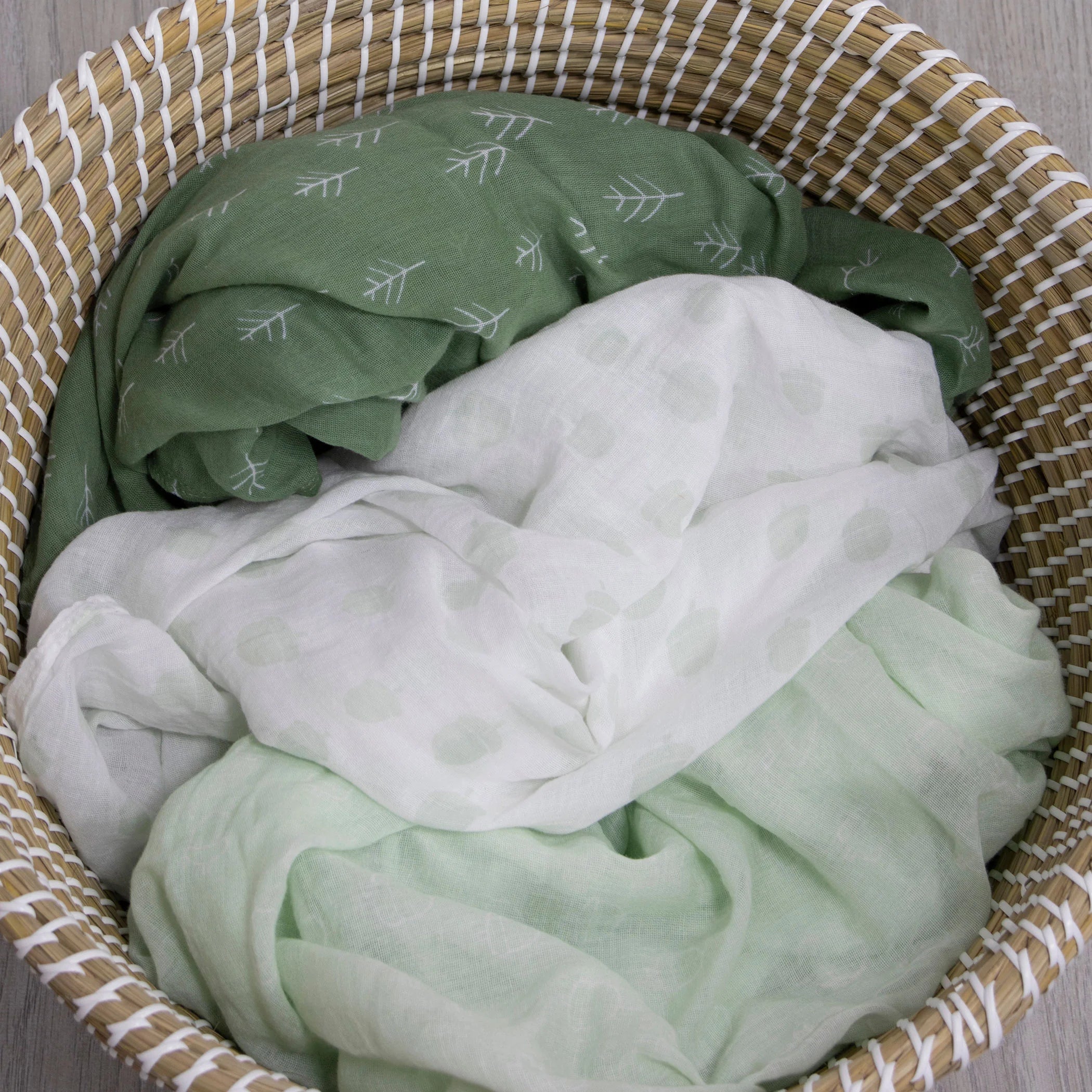 Bubba Blue Nordic 3pk Muslin Wraps Avocado/Forest