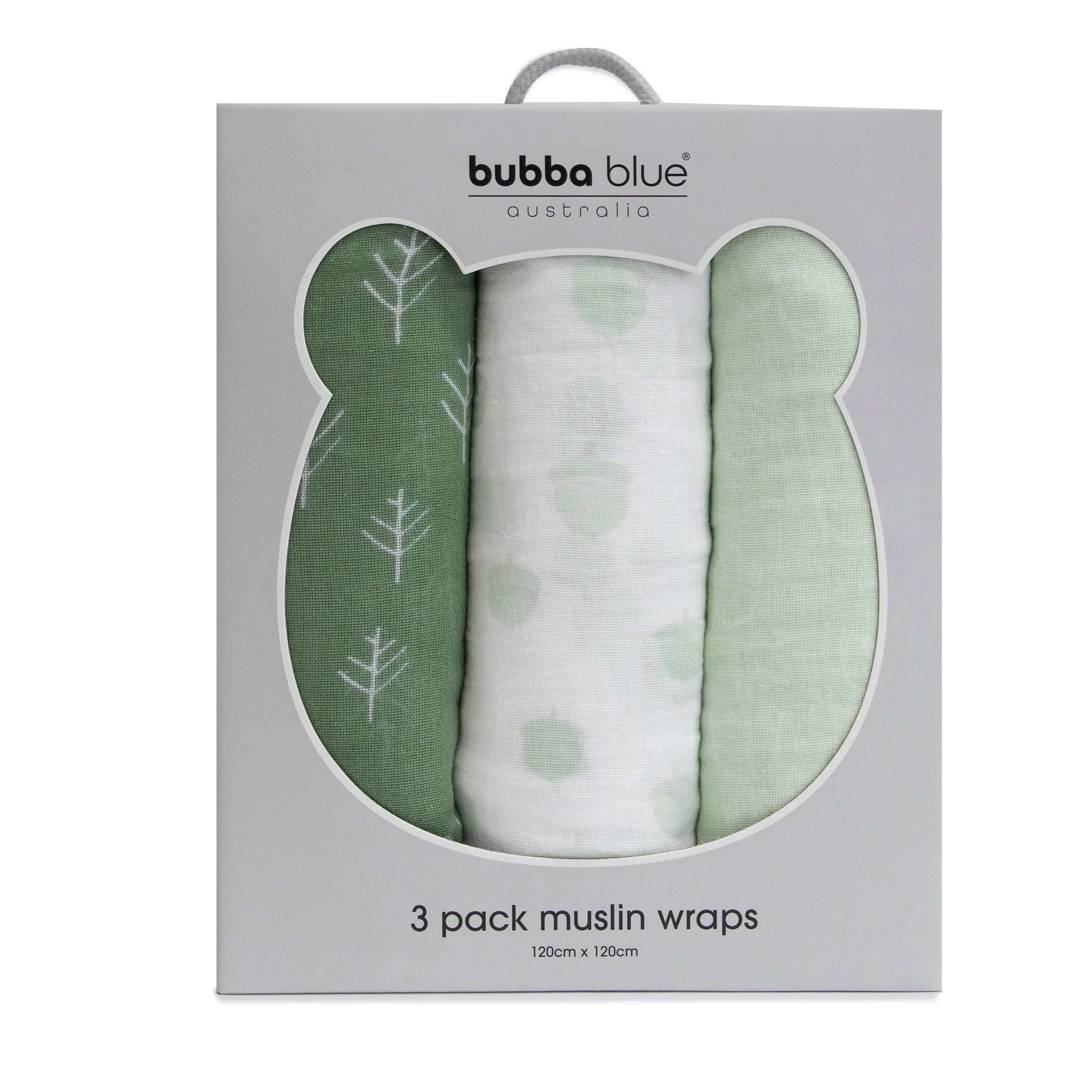 Bubba Blue Nordic 3pk Muslin Wraps Avocado/Forest