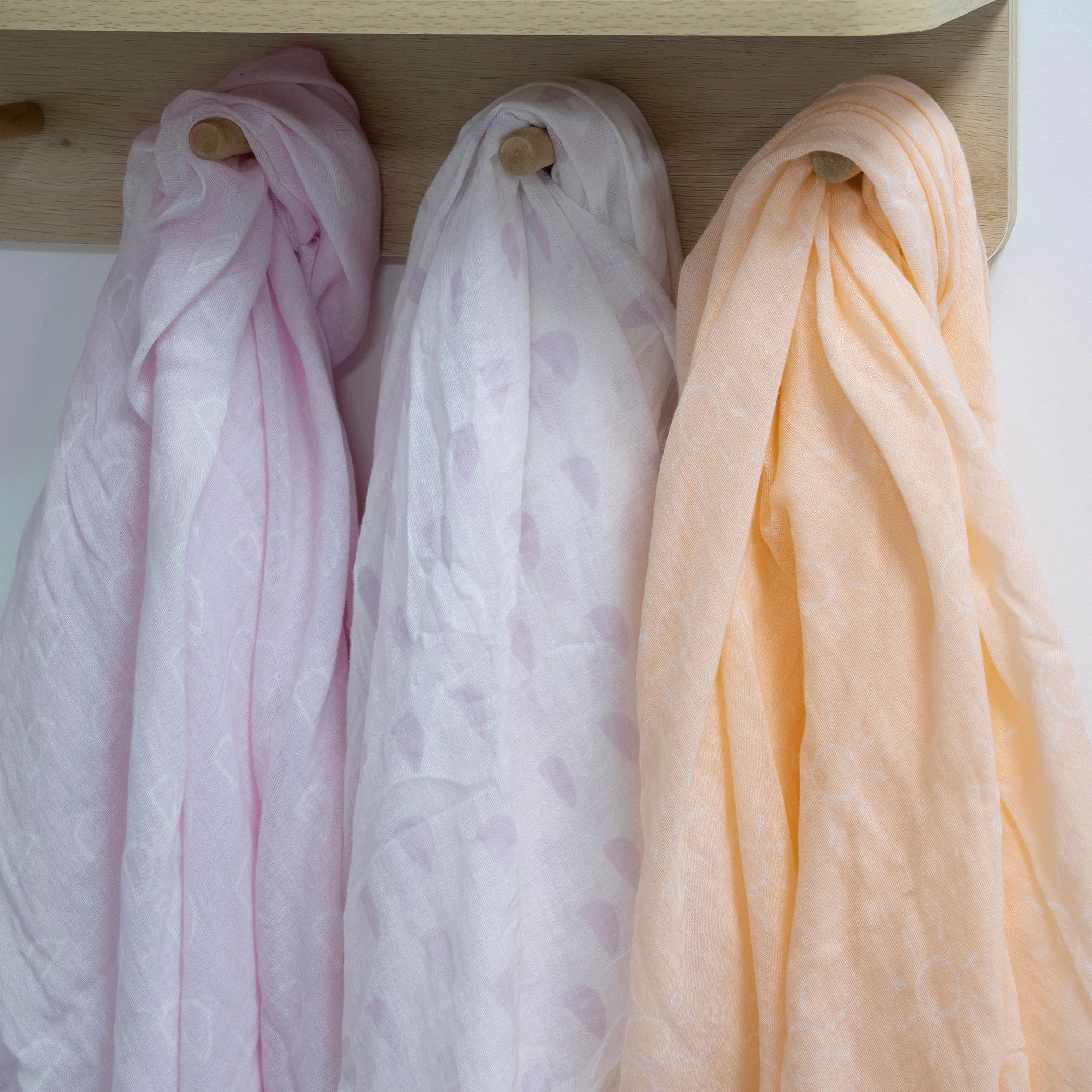 Bubba Blue Nordic 3pk Muslin Wraps Peach/Lilac