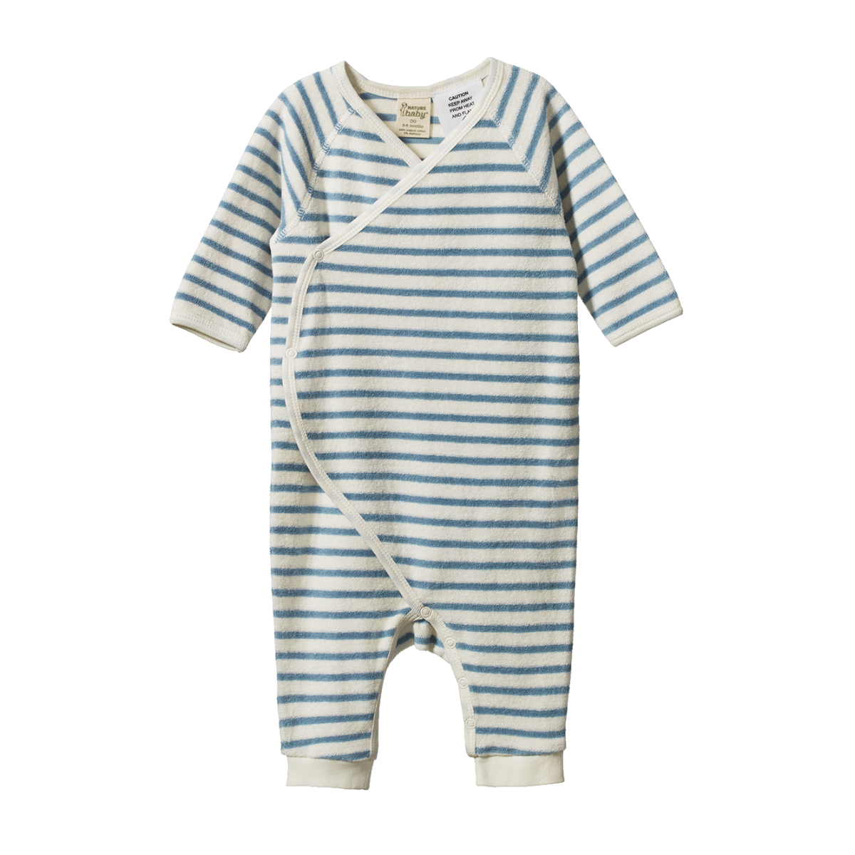 Nature Baby Kimono Stretch & Grow Terry- Powder Blue Sailor Stripe