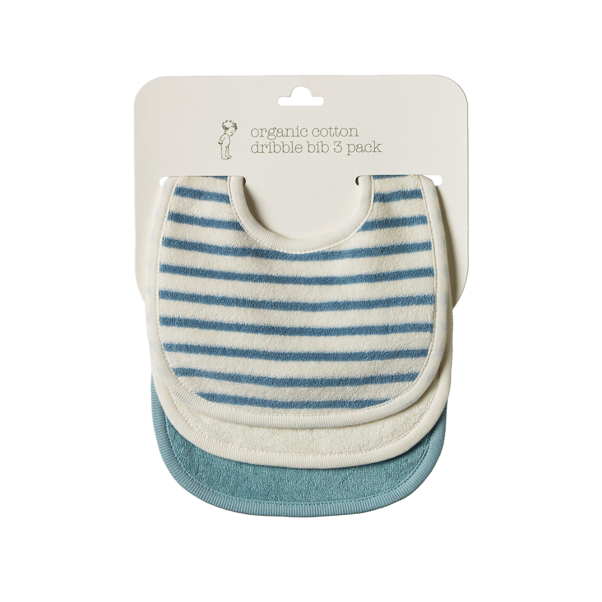 Nature Baby Dribble Bib 3 pack - Powder Blue/Natural