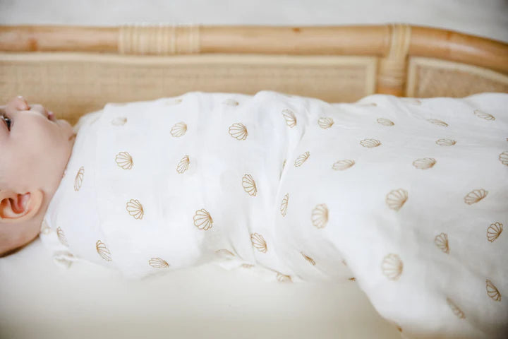 Woven kids Cotton & Bamboo Swaddle - Nude Shell