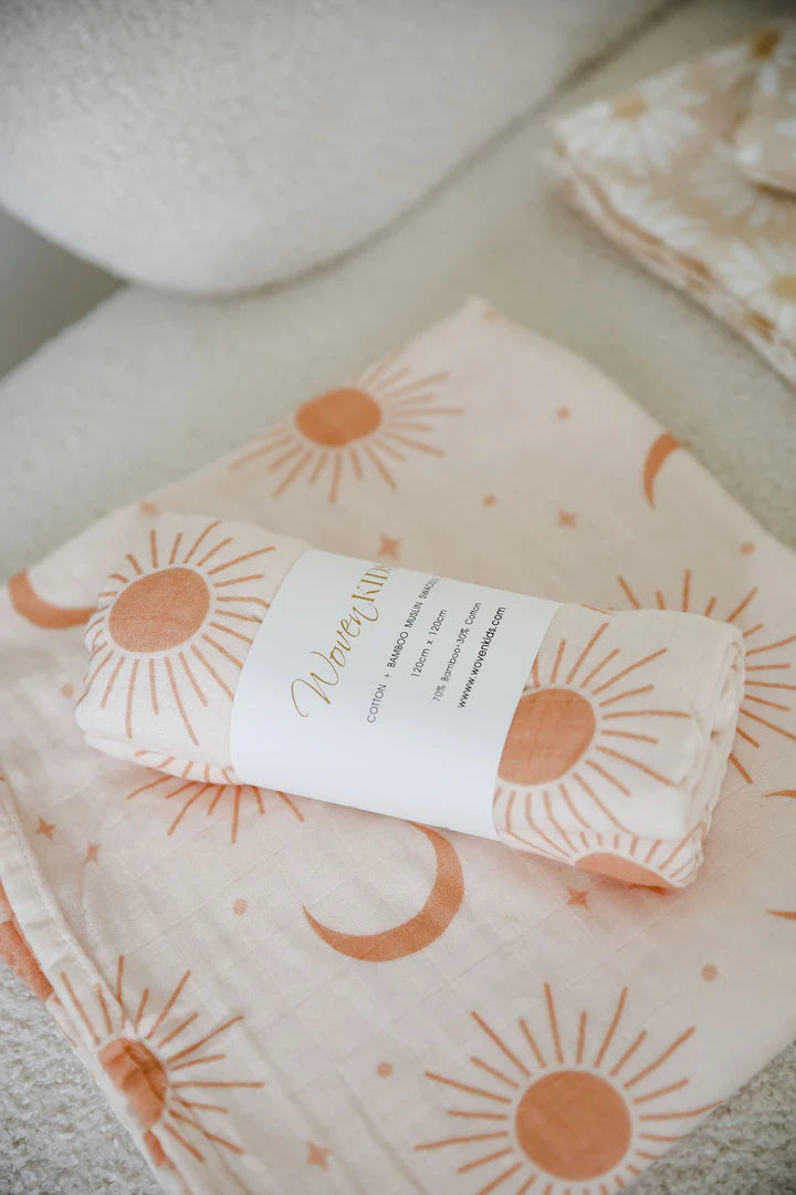Woven Kids Cotton & Bamboo Swaddle - Soleil |