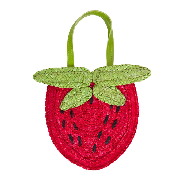 Acorn Kids Strawberry Straw Bag - Dark Pink/Green