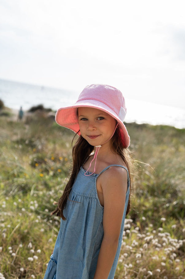 Acorn Kids Terry Towelling Bucket Hat -Light Pink