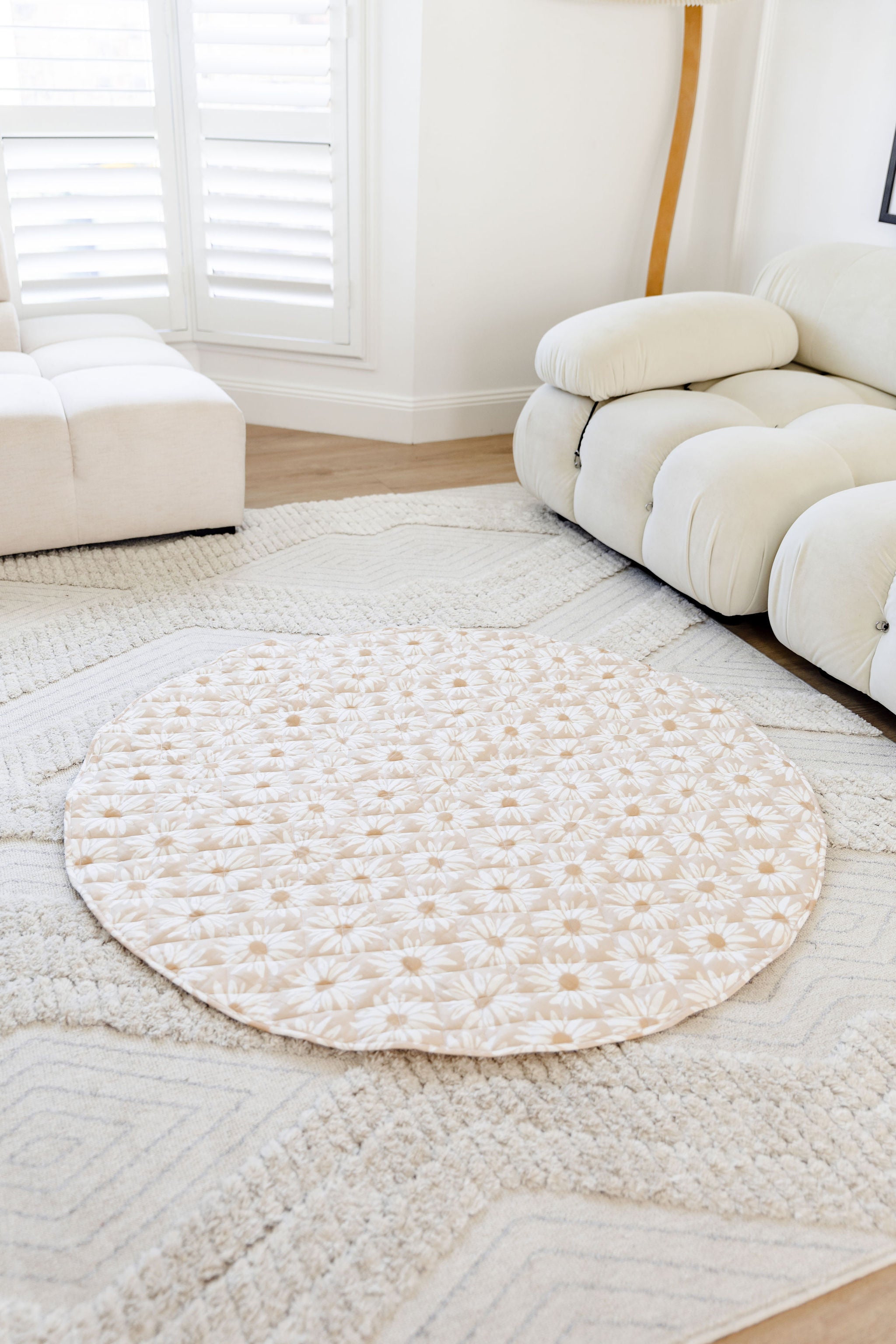Woven Kids Quilted Linen Playmat - Daisy