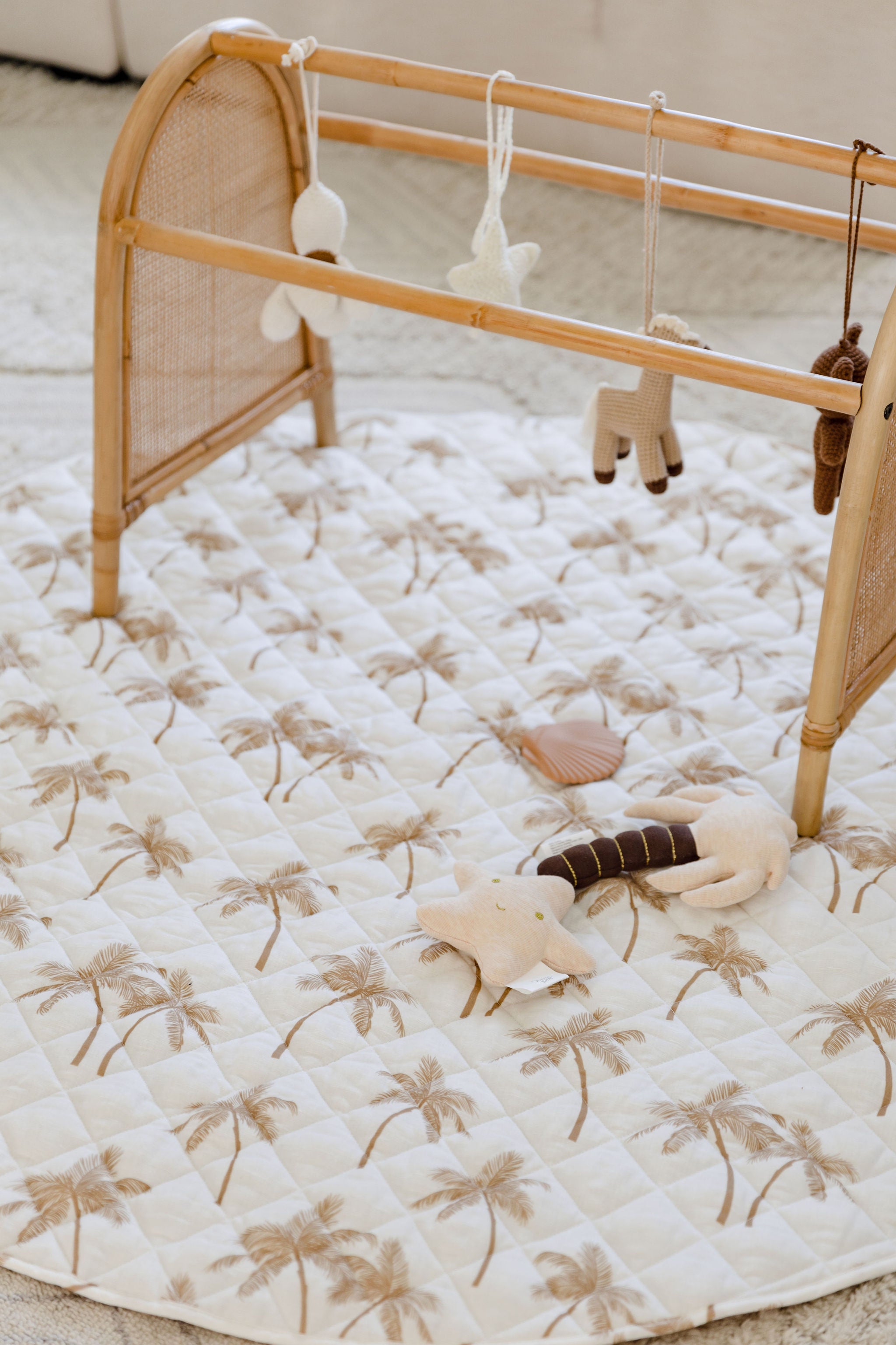 Woven Kids Quilted Linen Playmat - Palm Tree