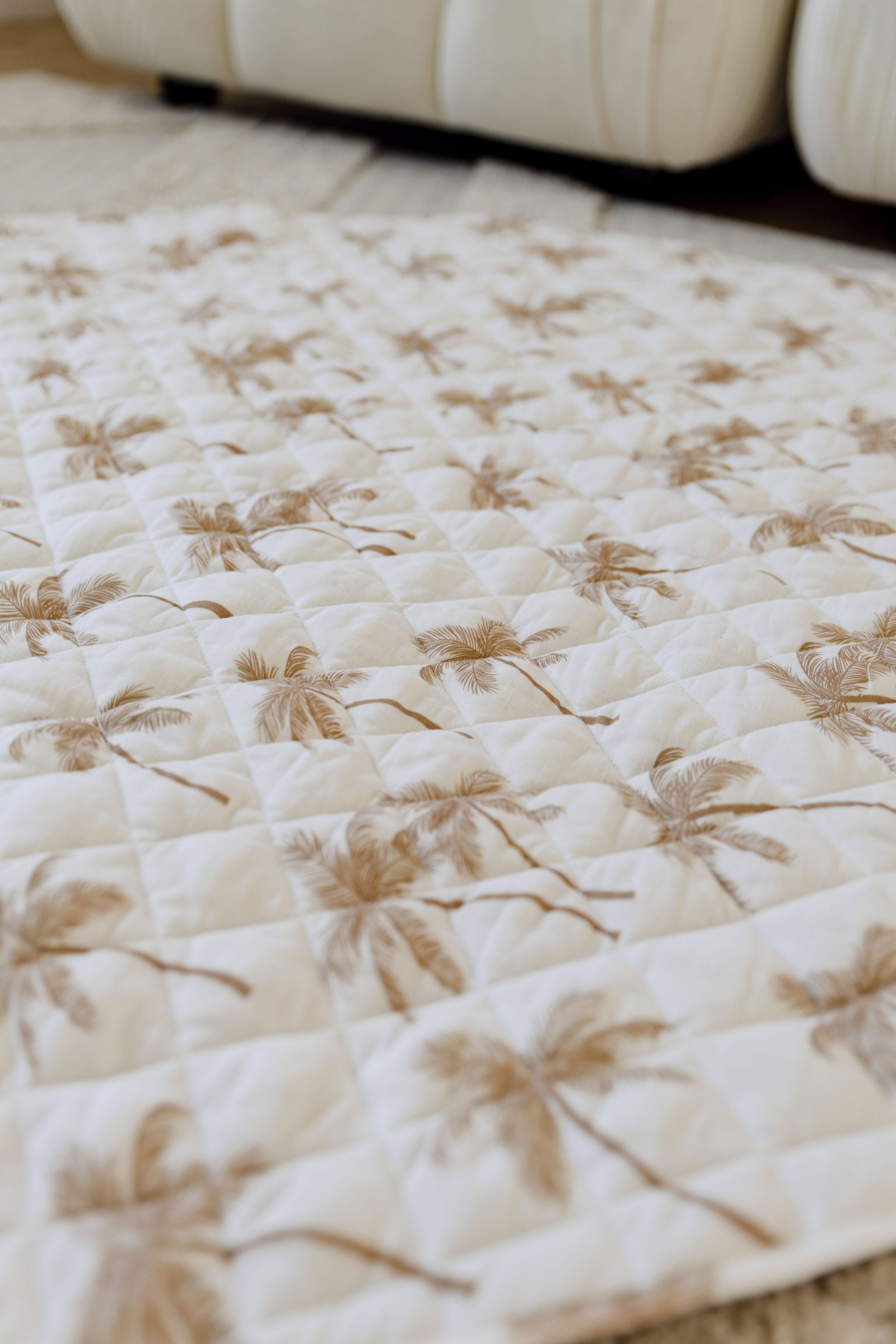 Woven Kids Quilted Linen Playmat - Palm Tree