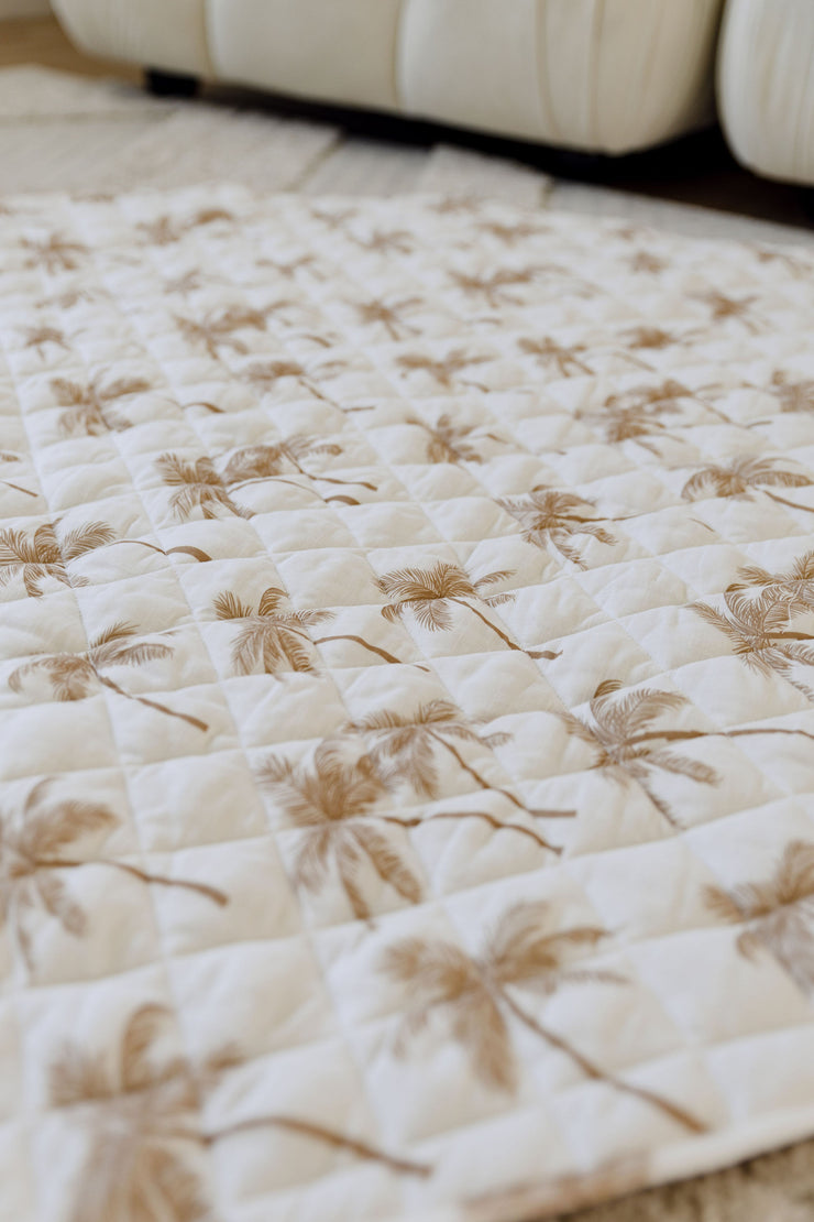 Woven Kids Quilted Linen Playmat - Palm Tree