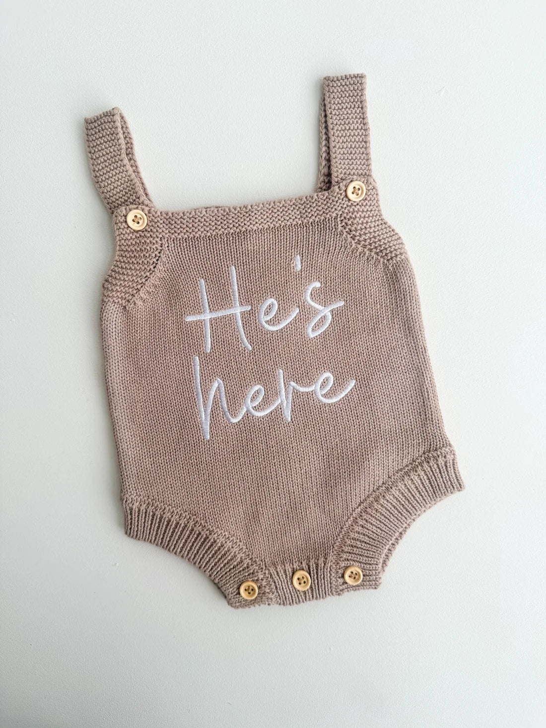 Petite Co He’s Here - Classic Romper | Teddy Brown