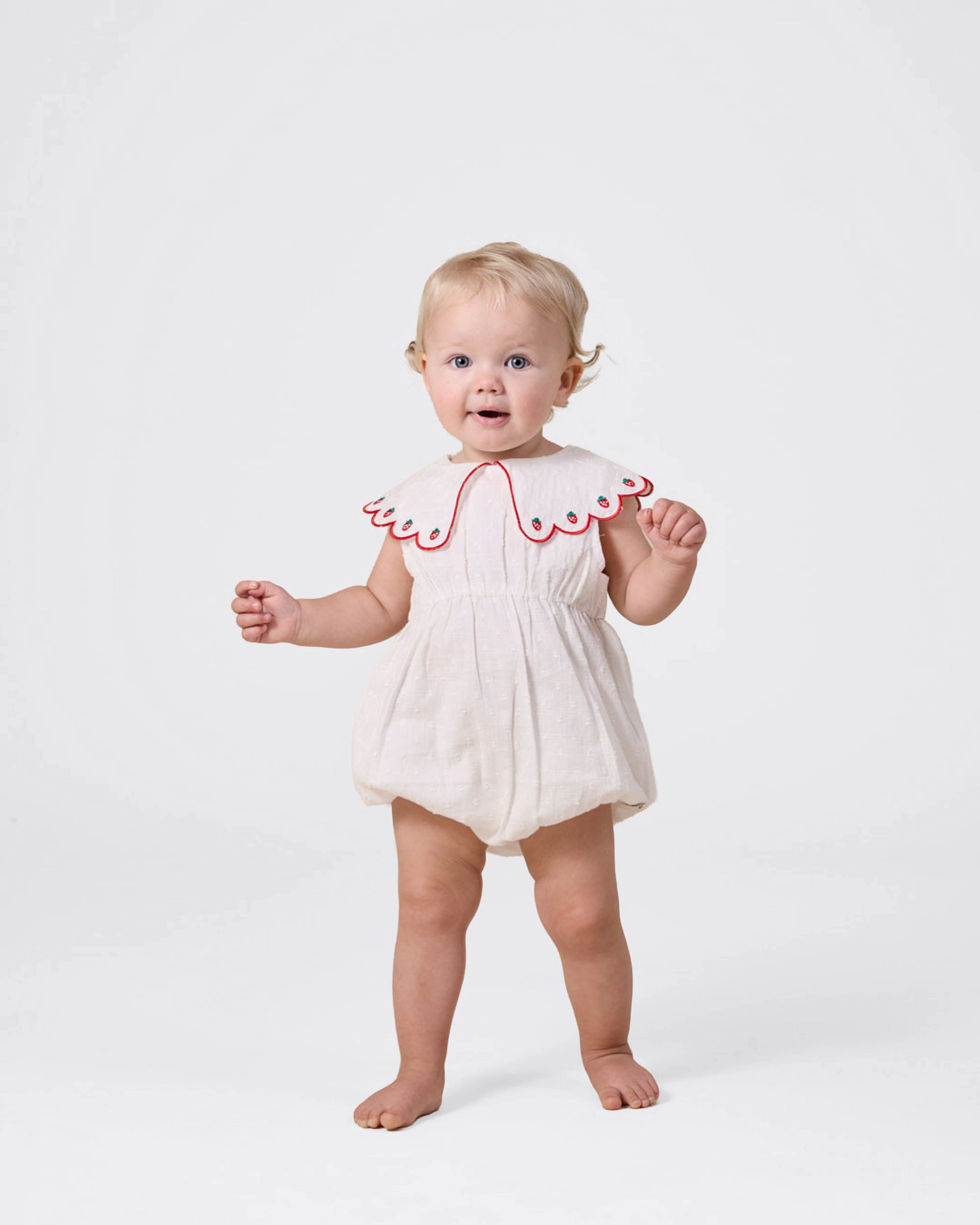 GOLDIE & ACE SCALLOP COLLAR STRAWBERRY ROMPER