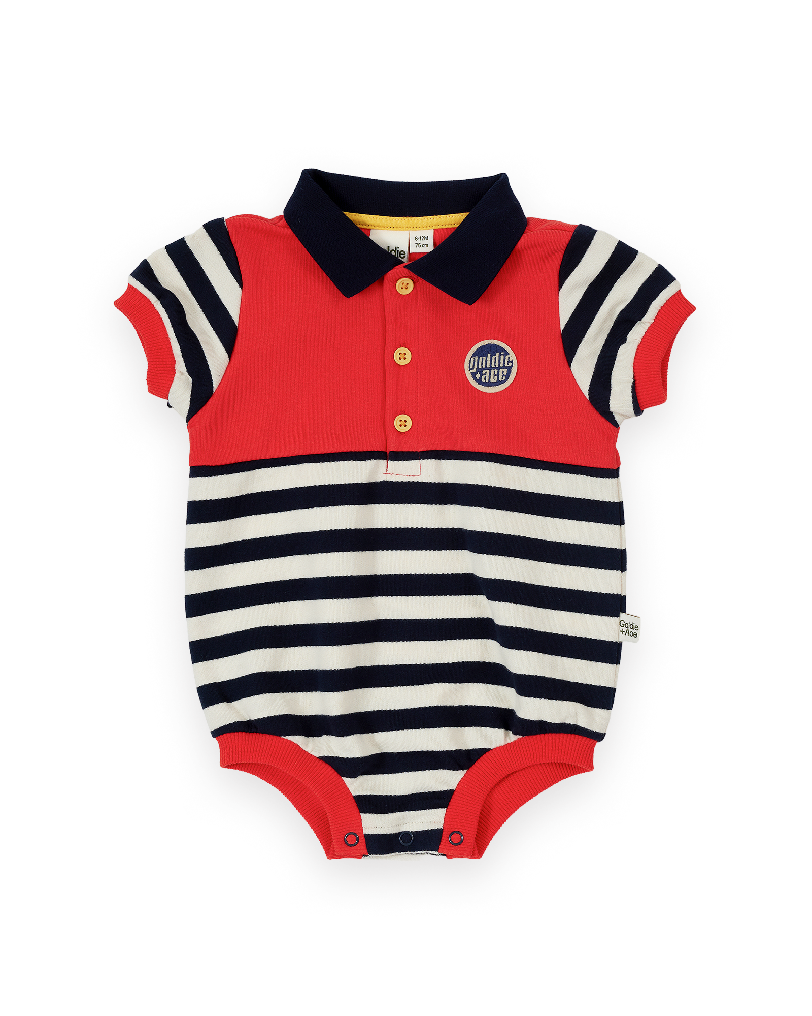 GOLDIE & ACE PANELLED STRIPE POLO ROMPER