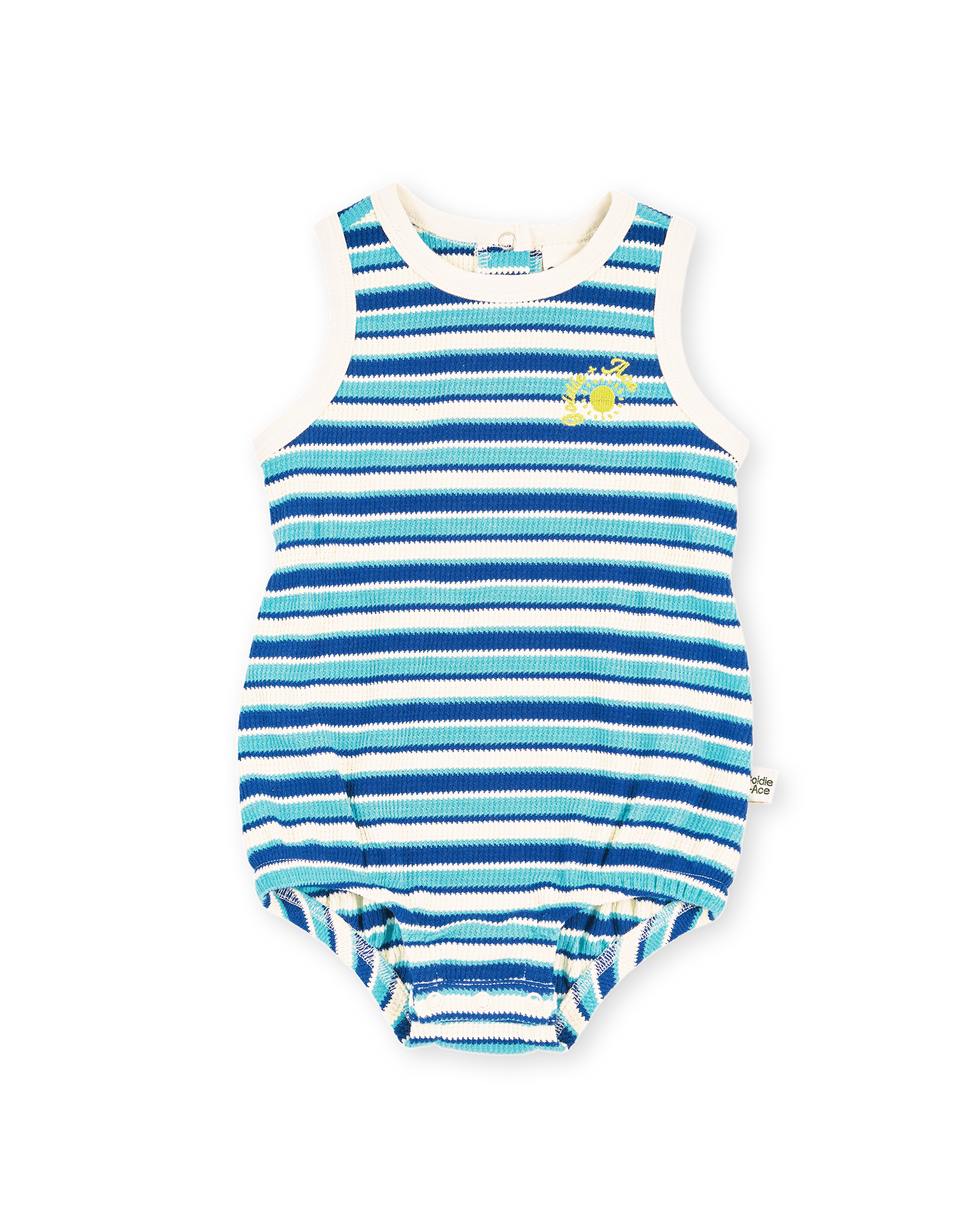 GOLDIE & ACE WAFFLE BUBBLE ROMPER BLUE