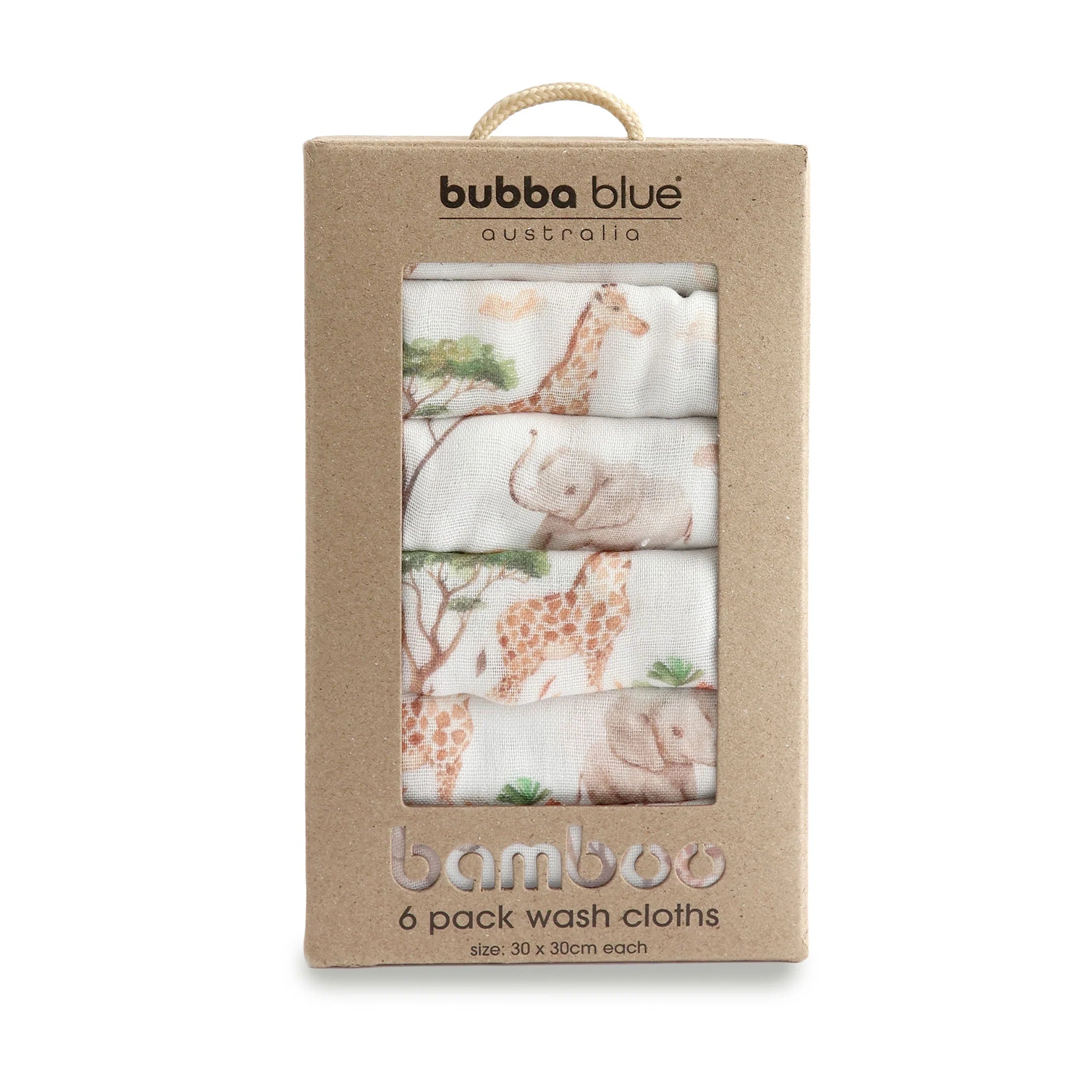 Bubba Blue Adventure Bamboo 6pk Muslin Face Washers