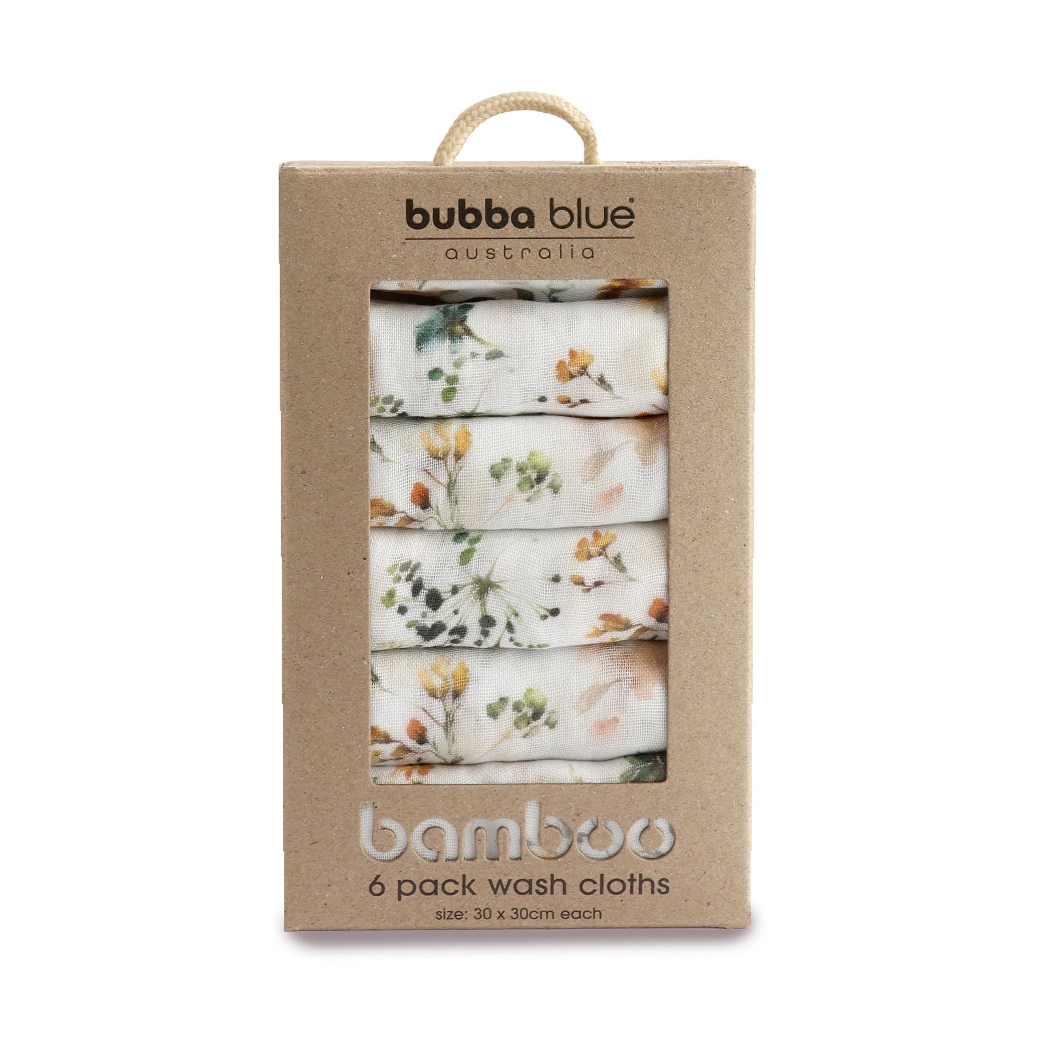 Bubba Blue Peonies Bamboo 6pk Muslin Face Washers