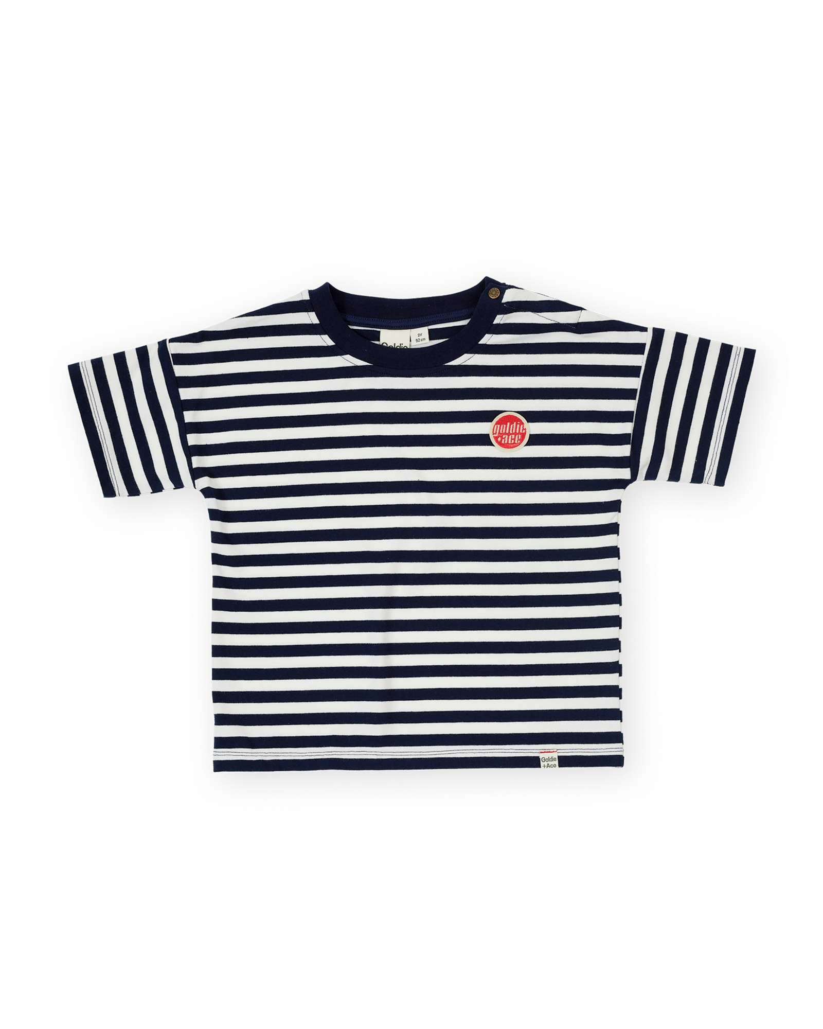 GOLDIE & ACE ESSENTIAL STRIPE LOGO T-SHIRT NAVY