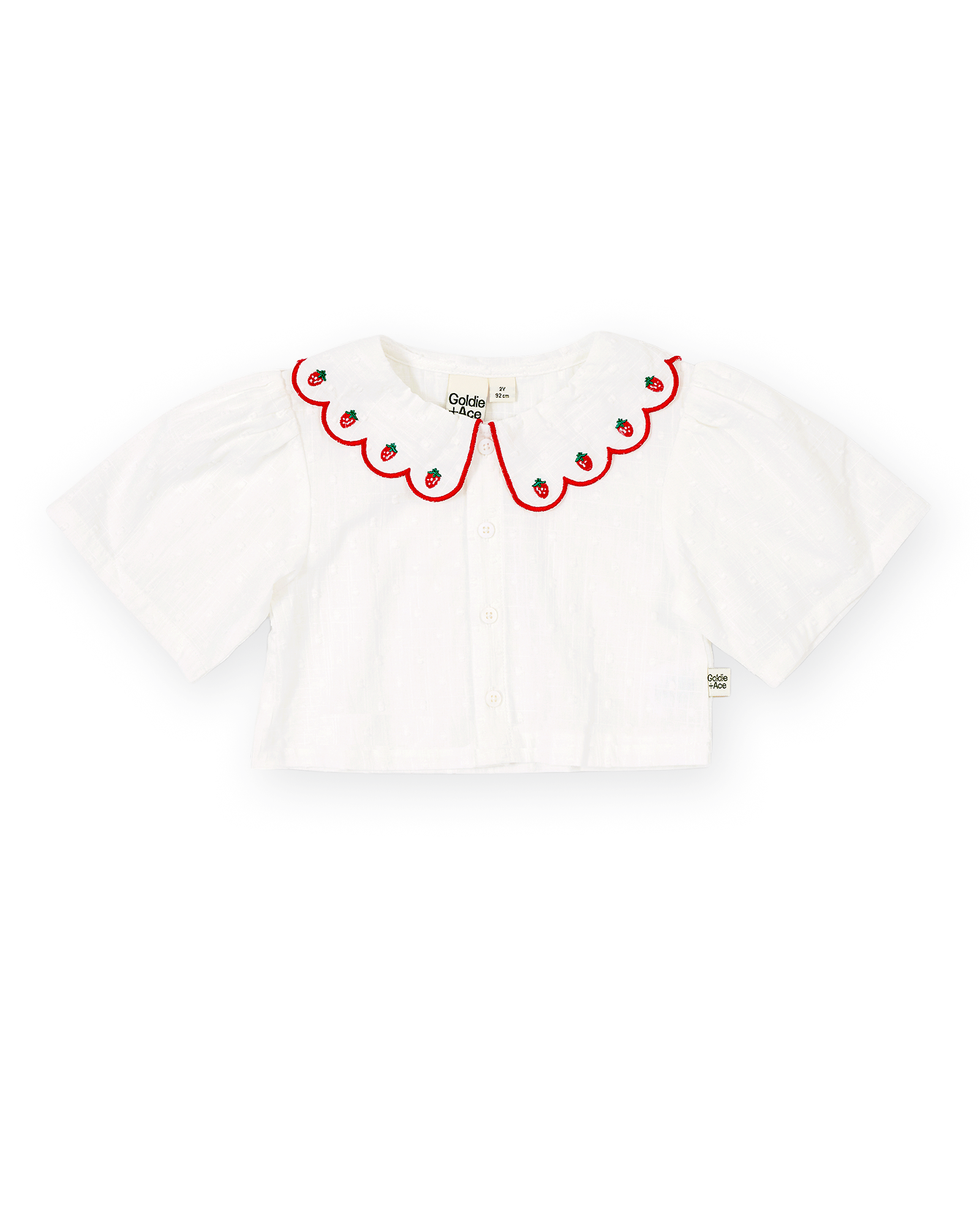 GOLDIE & ACE SCALLOP COLLAR STRAWBERRY CROPPED BLOUSE