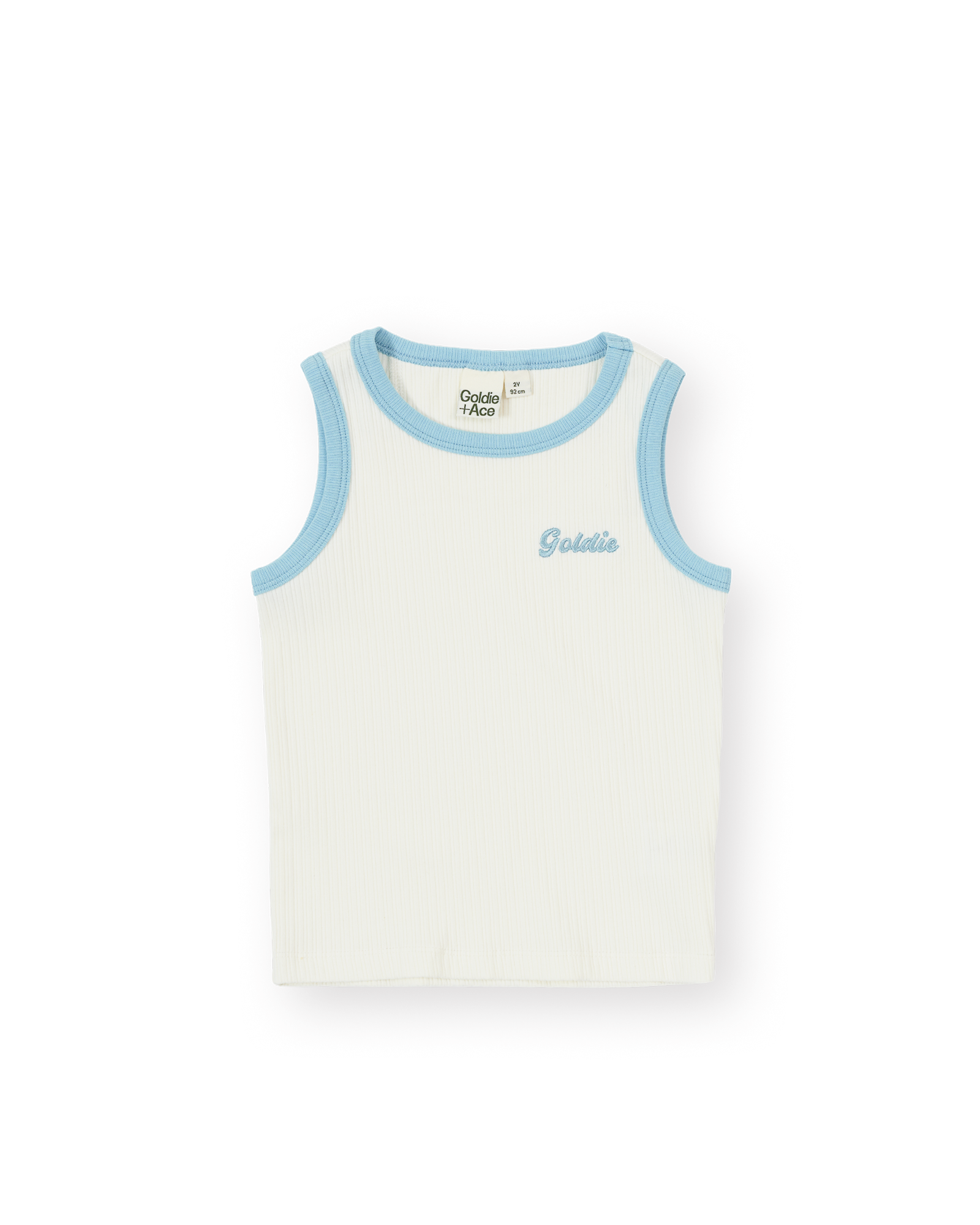 EMBROIDERED COLOUR POP RIB SINGLET WHITE