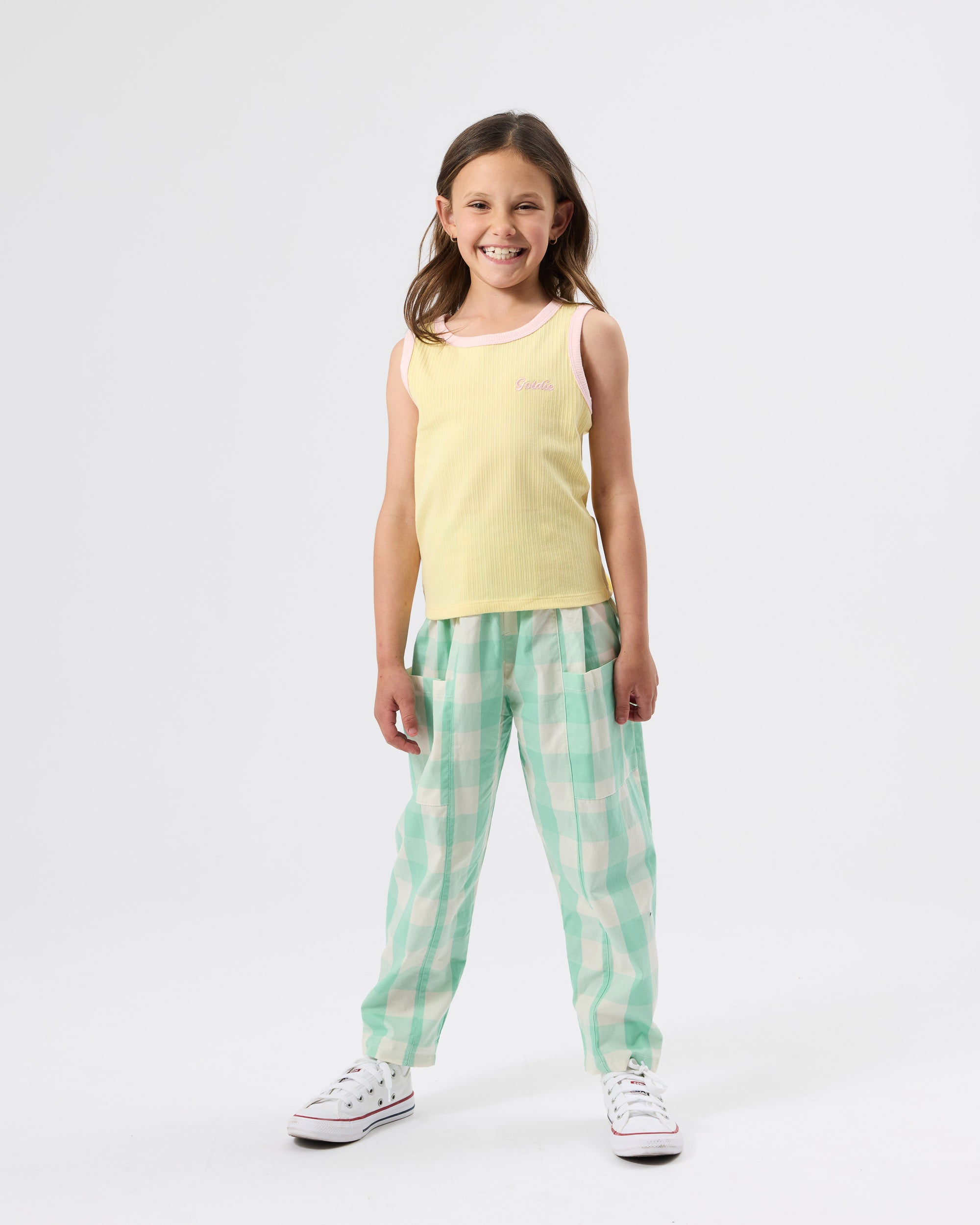 GOLDIE & ACE EMBROIDERED COLOUR POP RIB SINGLET YELLOW