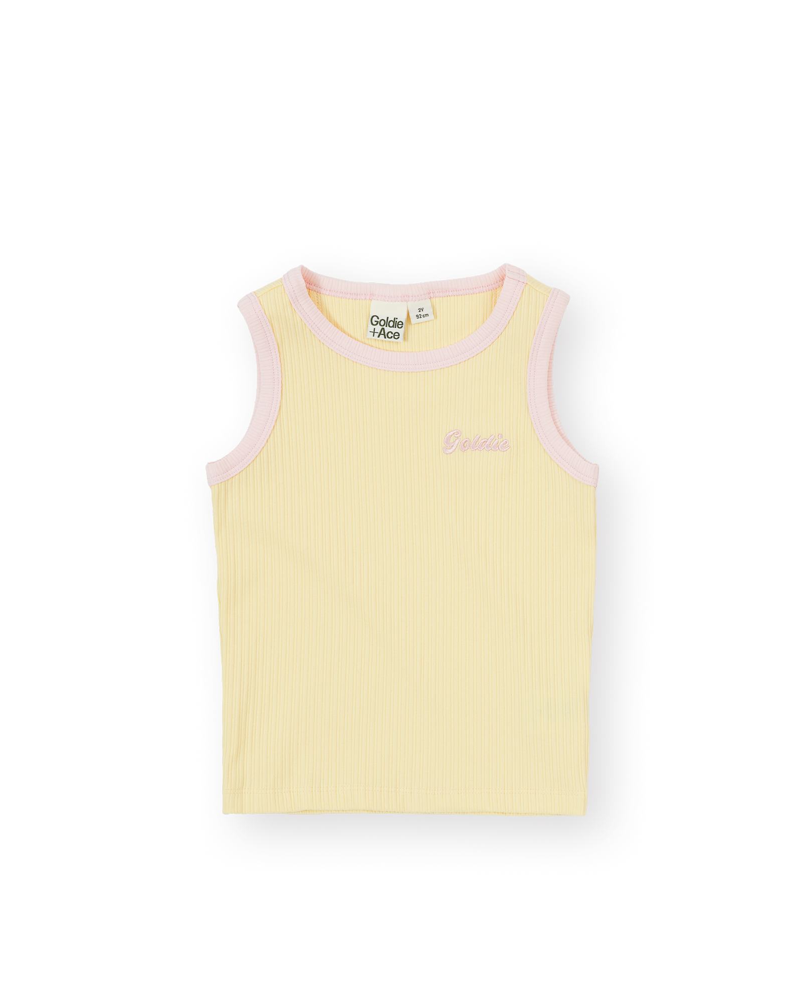 GOLDIE & ACE EMBROIDERED COLOUR POP RIB SINGLET YELLOW