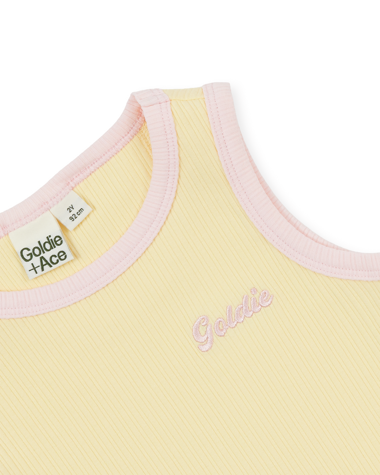 GOLDIE & ACE EMBROIDERED COLOUR POP RIB SINGLET YELLOW