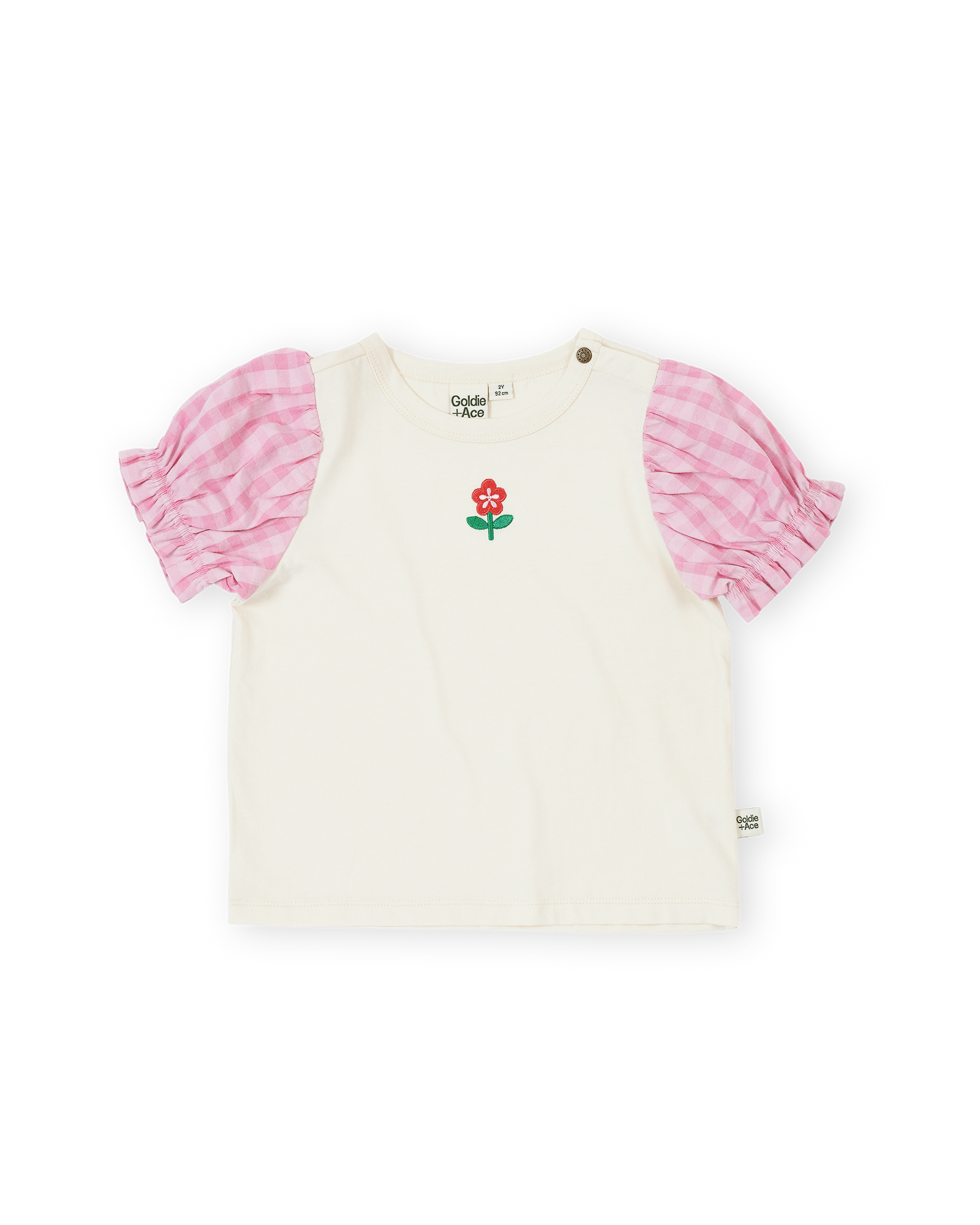 GOLDIE & ACE GINGHAM PUFF SLEEVE TOP