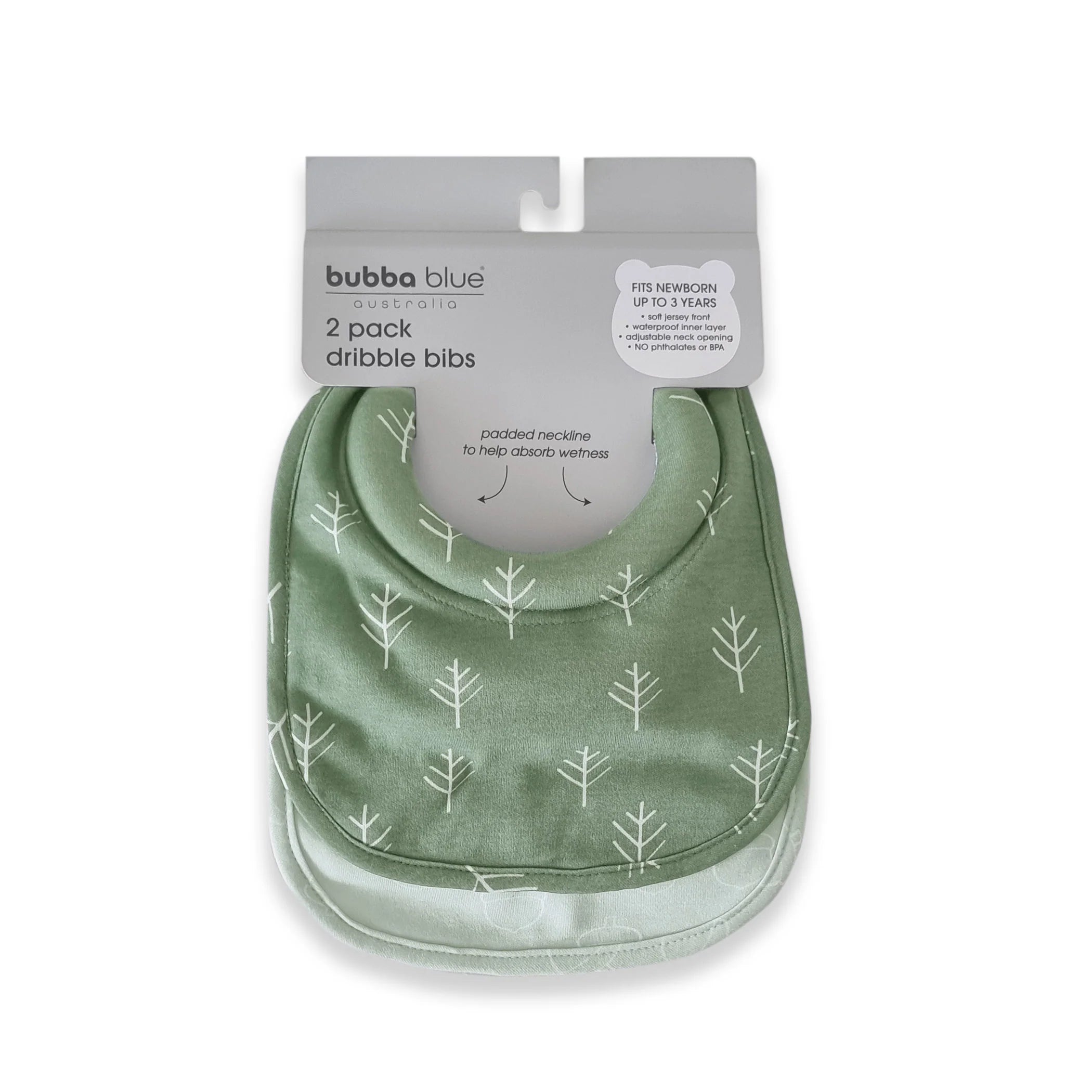 Bubba Blue Nordic Dribble Bib 2pack Avocado/Forest