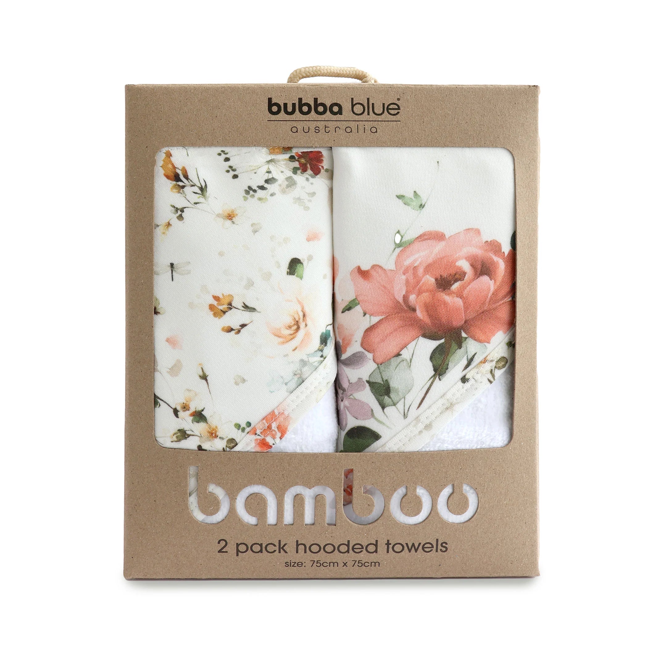 Bubba Blue Peonies Bamboo 2pk Hooded Towels