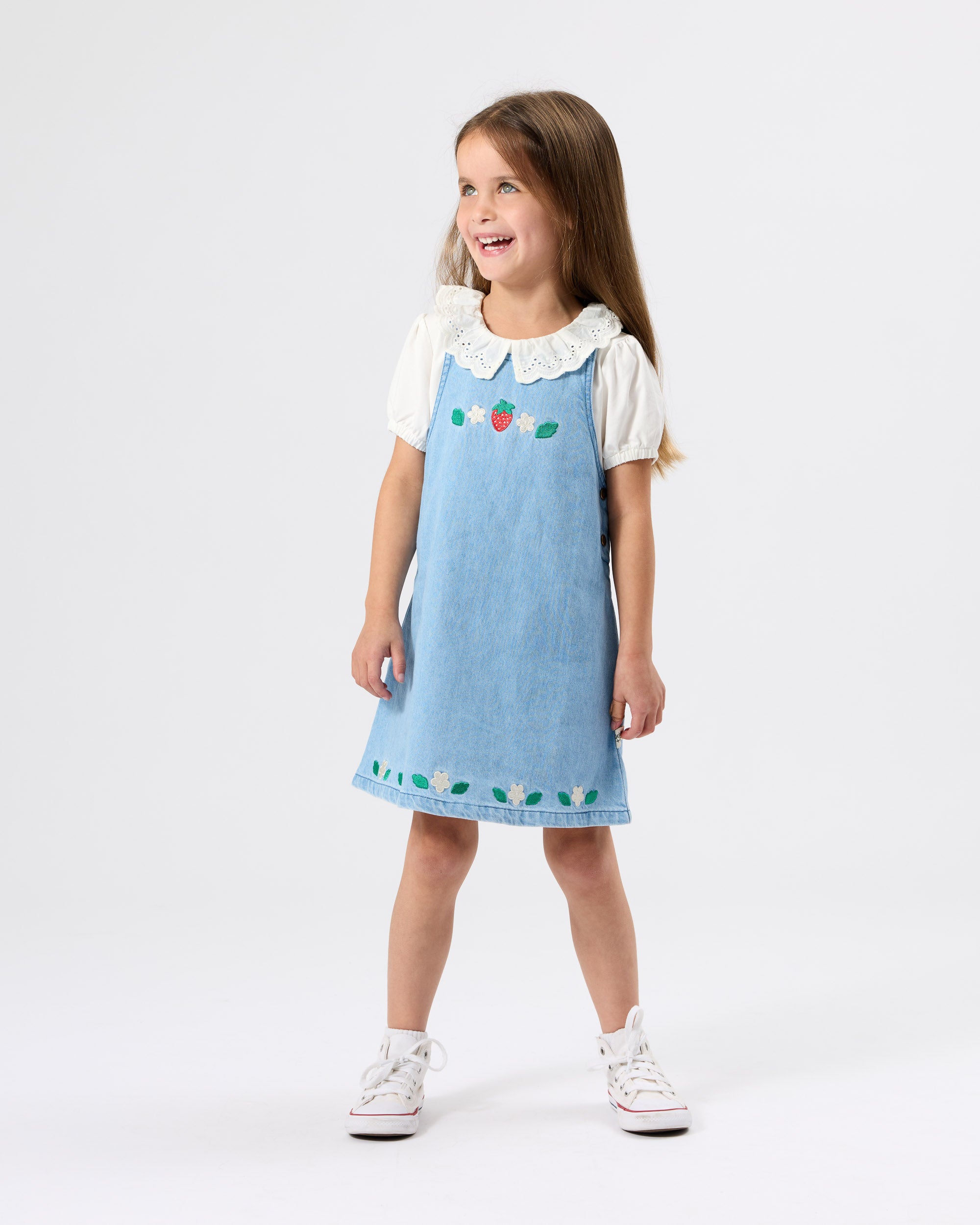 GOLDIE & ACE WILD STRAWBERRY PINAFORE DRESS