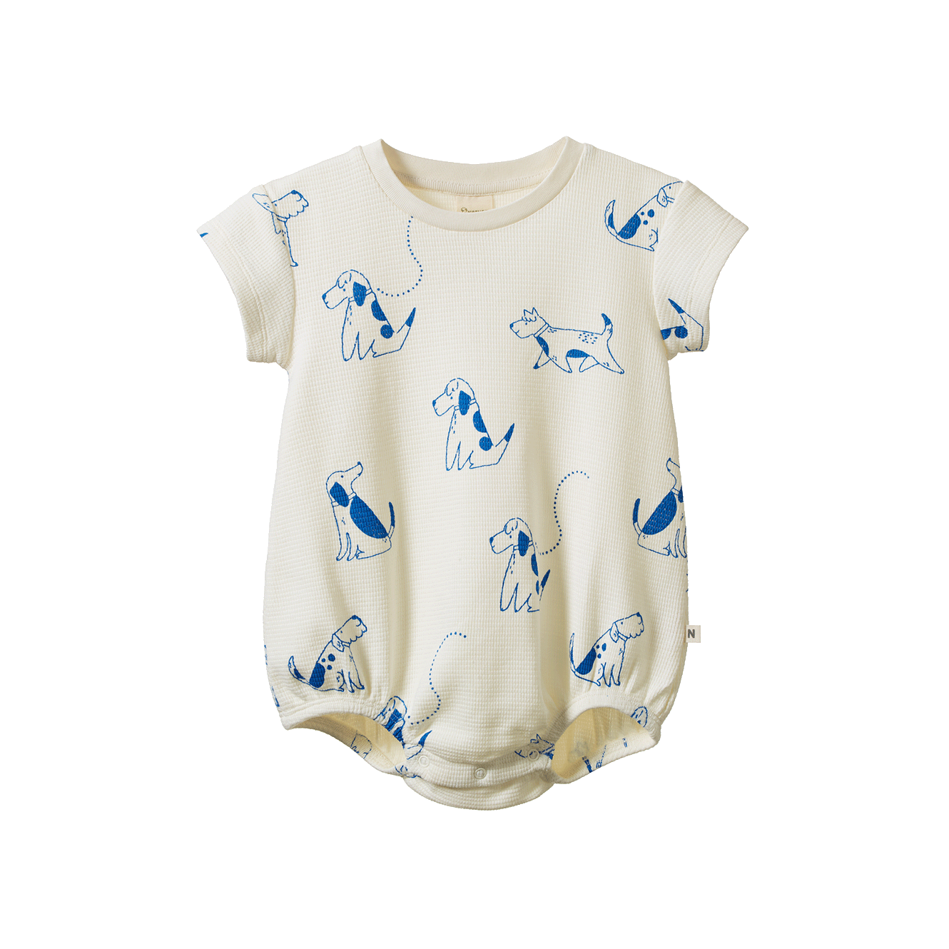 Nature Baby Juno Waffle Romper -Dog Walk Print