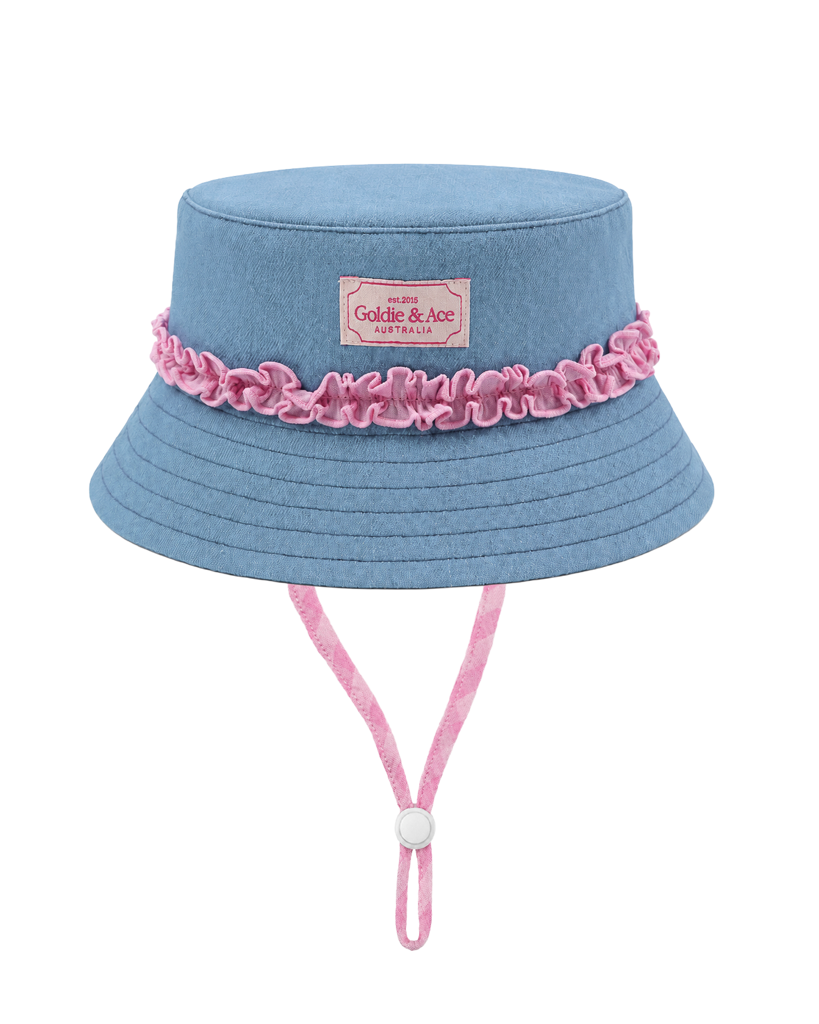 GOLDIE & ACE CHAMBRAY GINGHAM BUCKET HAT