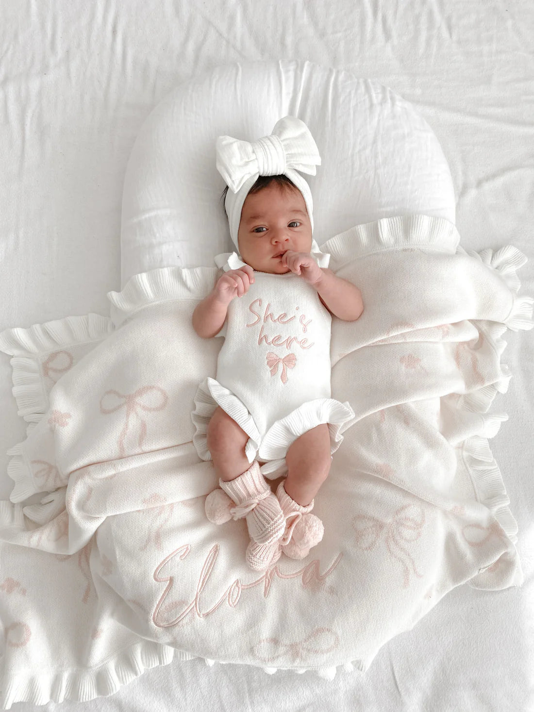 Petite + Co Shes Here Bow- Tie Frill Romper