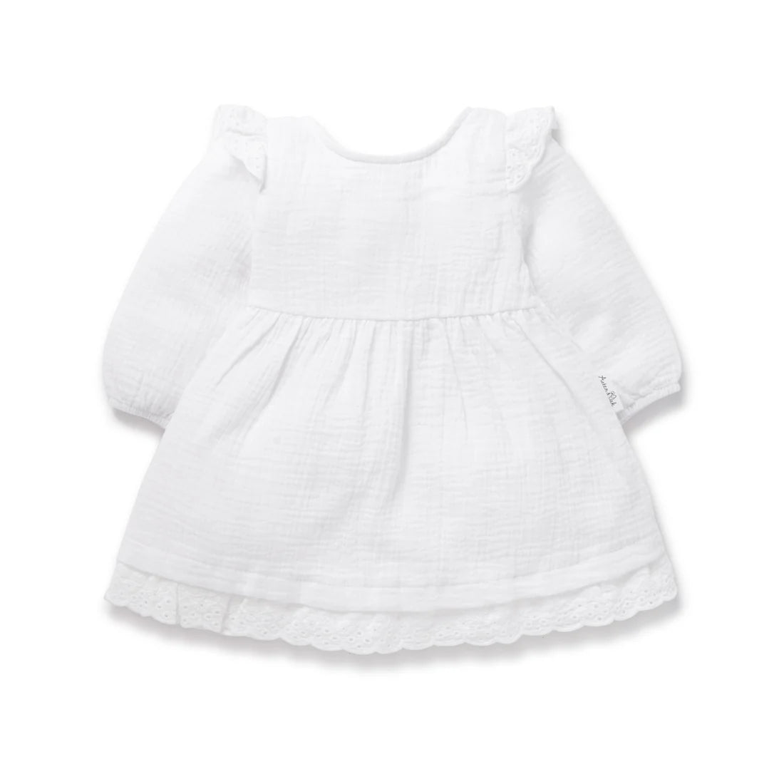 Aster & Oak WHITE MUSLIN FLUTTER DRESS
